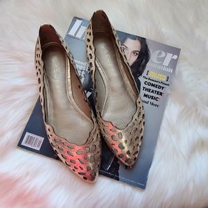 🔥SALE🔥 Caressa  Bentley gold perforated leather flats